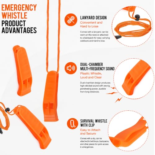 110 Pcs Emergency Whistles with Lanyard, Safety Whistle - Image 4