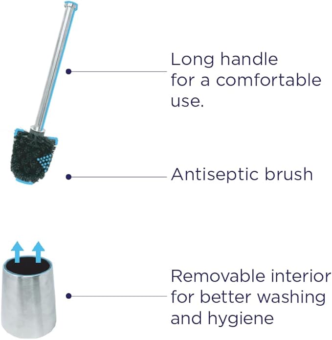 Toilet Brush and Holder, 304 Stainless Steel, Fingerprint-Proof, Rust Resistant, Toilet Bowl Brush for Bathroom Toilet - Ergonomic, Pratical Durable - 1 Pack