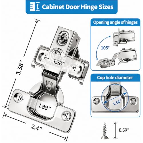 Cabinet Hinges - 60 Pack Soft Close Cabinet Hinges | Home Repair - Image 3