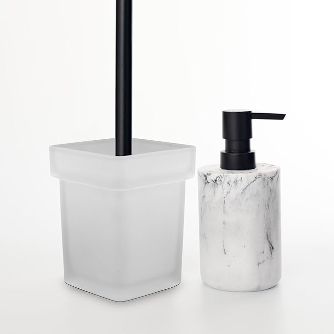 Artibetter Toilet Cleaning Brush Holder Ceramic Matte Square Cup Bathroom Toilet Brush Rack Storage