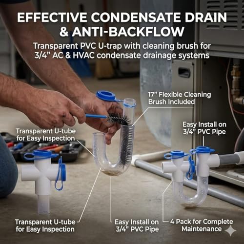 3/4" Standard Condensate Trap with 17" Cleaning Brush PVC - Image 7