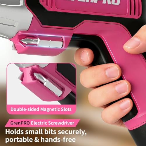 4V Cordless Electric Screwdriver Set, 29-Piece, Pink - Image 6