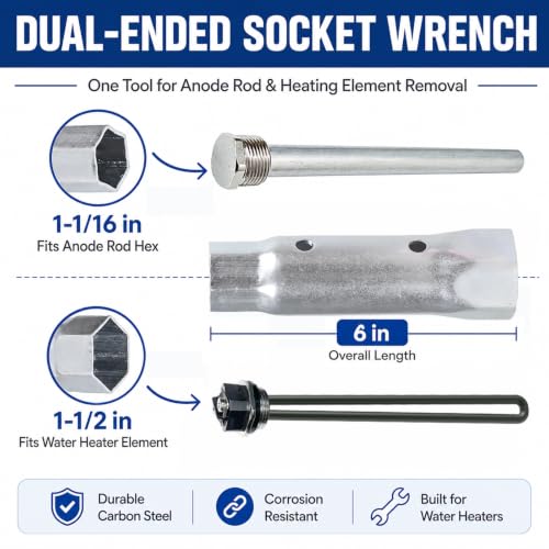 5 IN 1 RV Water Heater Anode Rod & Element & Flush Wand | Home Repair - Image 7