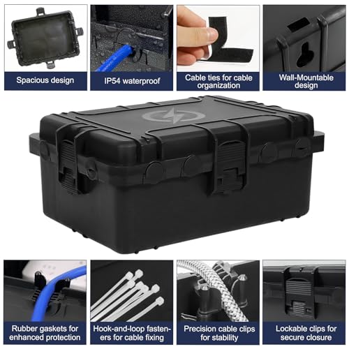 Large Outdoor Electrical Box IP54 Waterproof Black (12x9x5) - Image 7