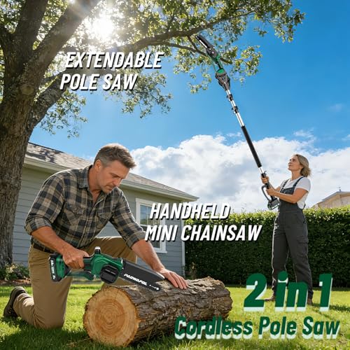 2-in-1 Pole Saws for Tree Trimming, Mini Chainsaw Cordless - Image 3