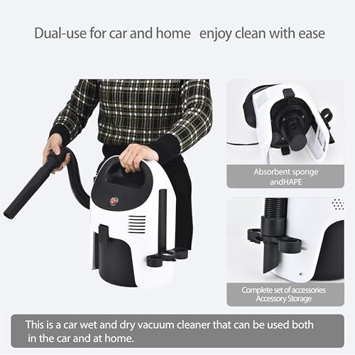Wet Dry Shop Vacuum, Small Portable for Car Garage | Travel Essentials - Image 3
