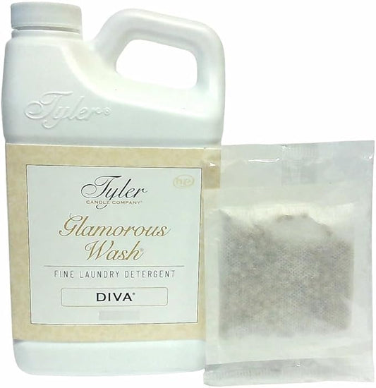 Tyler Glam Wash Laundry Detergent, Diva, Liquid, 32 Fl Oz HE Safe w/Dryer Sachet Pouch om