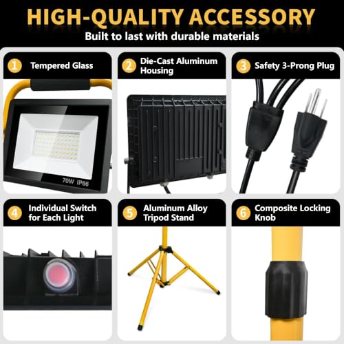 21000-Lumen LED Work Light with Stand for Job Site Garage - Image 6