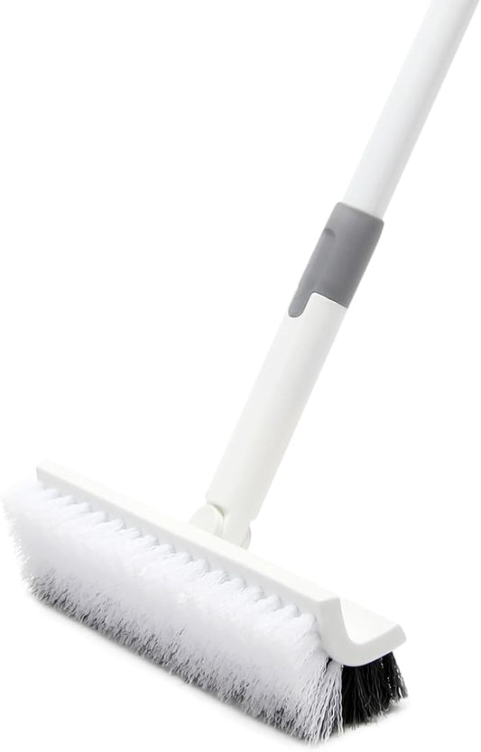 Floor Scrub Brush with Long Handle,Double-Sided V-Shaped Deck Brush,Grout Brush,Shower Floor Scrubber for Cleaning, Tile Scrub Brush with Stiff Bristles, 48"
