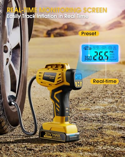 Tire Inflator Portable Air Compressor 21V Battery Powered 160PSI - Image 4
