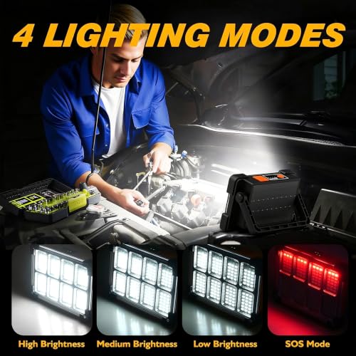 120W Solar Rechargeable 144 LED Work Light, 10000LM Flood Light - Image 7