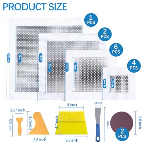 HOMMEE 19Pcs Drywall Patch Repair Kit, 4/6/8/10 inch | Home Repair - Image 3