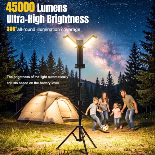 45000mAh Camping Light with Stand, Led Rechargeable Work Light - Image 3