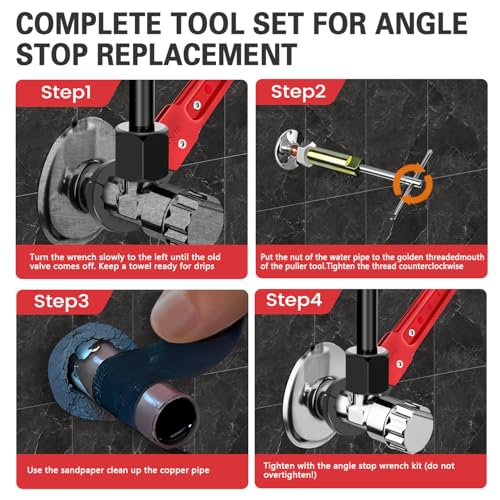 Plumbing Tools with Angle Stop Wrench & Compression Sleeve Puller - Image 5