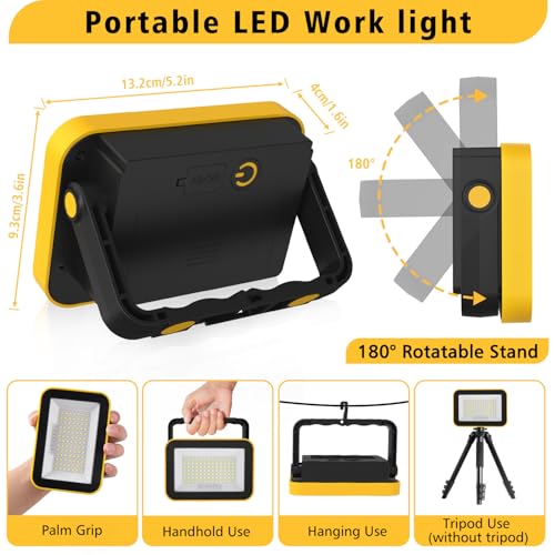 T-SUN Rechargeable Work Light, 4 Pack Portable Flood - Image 6