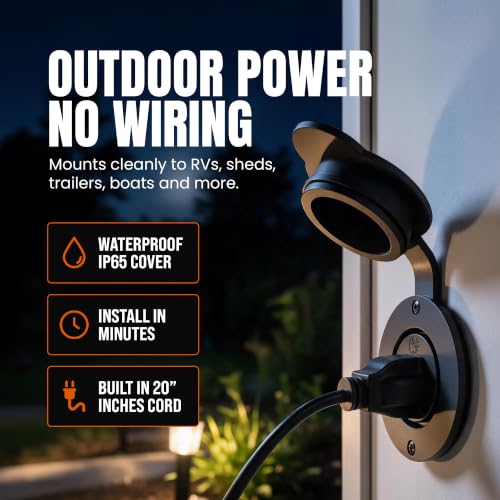 5279 GCR1 Outdoor Waterproof Outlet Kit, 15A 125V, Black - Image 3