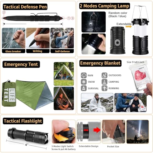 Survival Kit, 294 Pcs Survival Gear Emergency Supplies First Aid - Image 6