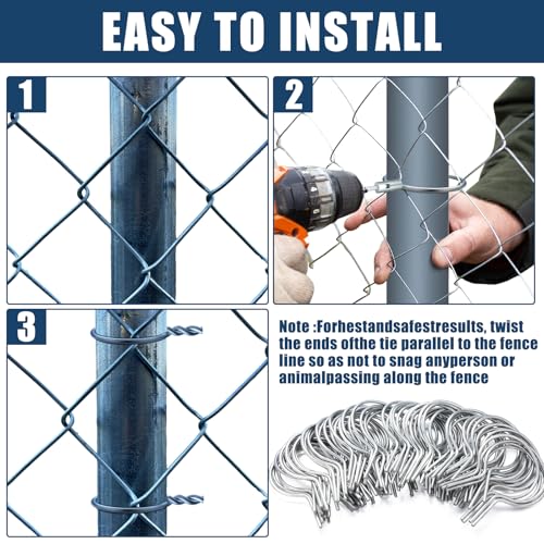 Hicarer 200 Pcs Chain Link Fence Ties EZ Twist 9 Gauge, 1-7/8" Od - Image 4