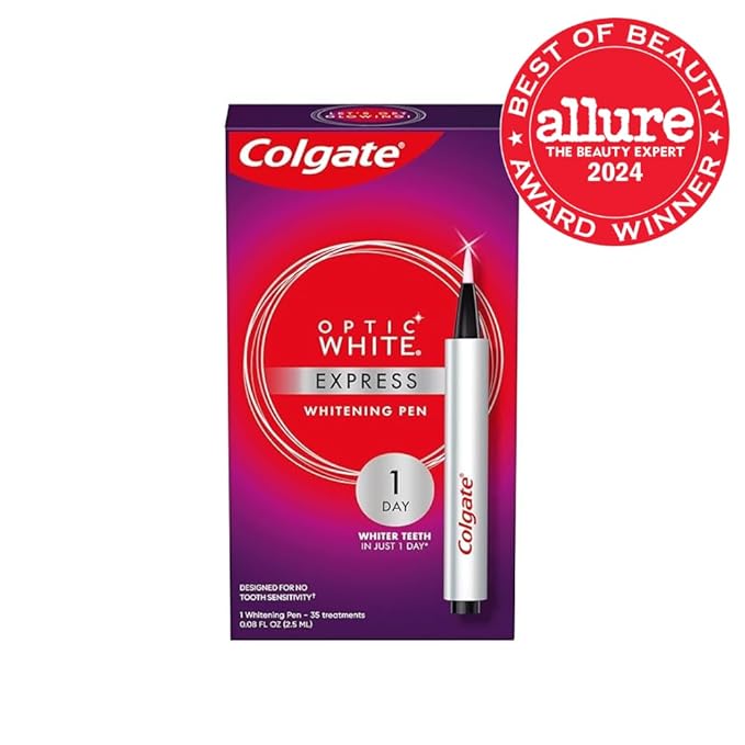 Colgate Optic White Express Teeth Whitening Pen with 35 Treatments, Enamel Safe, Designed for No Tooth Sensitivity, 0.08 oz (Pack of 2)