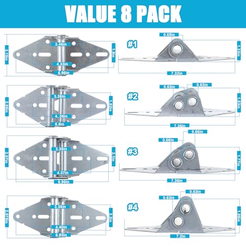 8PCS Garage Door Hinges #1#2#3#4 Heavy Duty 14 Gauge - Image 3