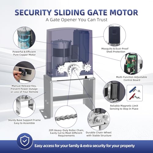 1400 lb Automatic Sliding Gate Opener for Sliding Gates Up - Image 5