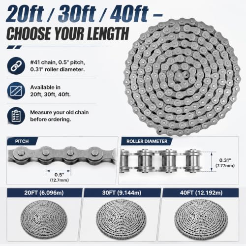 30ft #41 Roller Chain Compatible with Gate Openers, Garage Door - Image 4