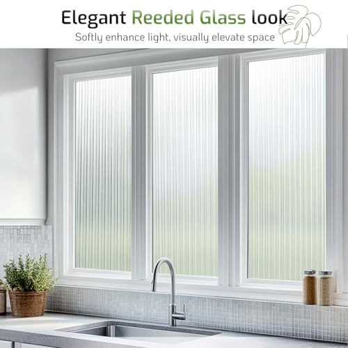 LUTE Reeded Glass Window Privacy Film, Frosted Decor Vinyl - Image 4