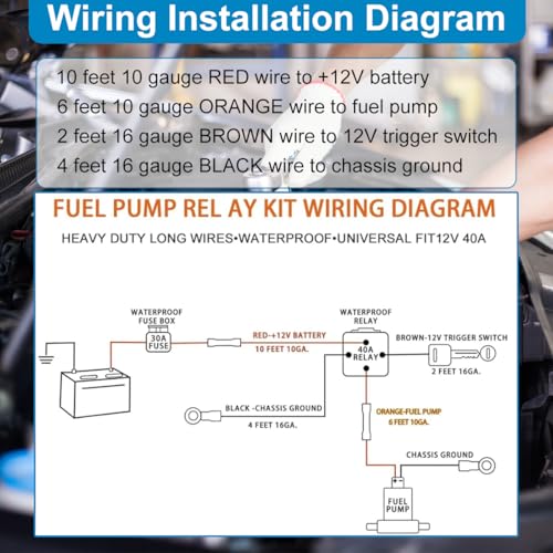 Electric Fuel Pump Relay Kit 12V P/N 30247 Wiring Harness Kit - Image 5