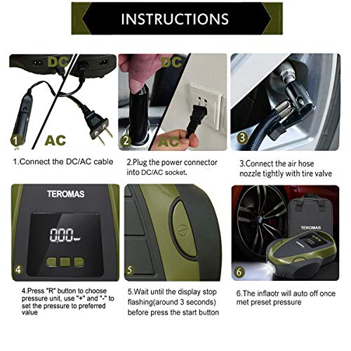 Tire Inflator Portable Air Compressor, Air Pump DC/AC - Image 6