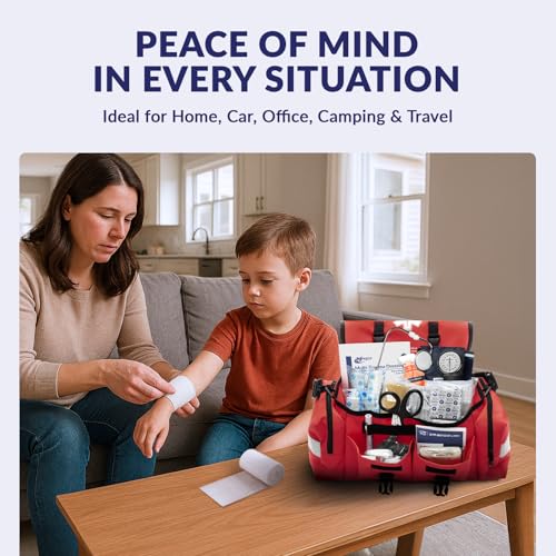 MFASCO Complete Emergency Response First Aid Kit Trauma Bag, Red - Image 5