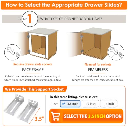 HBL'1 Pair Soft Close Drawer Slides 22 inch,Full Extension - Image 3