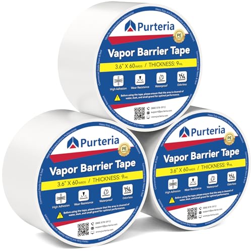 Vapor Barrier Tape, 9 Mil 3.6" x180', 3 Roll - Image 2