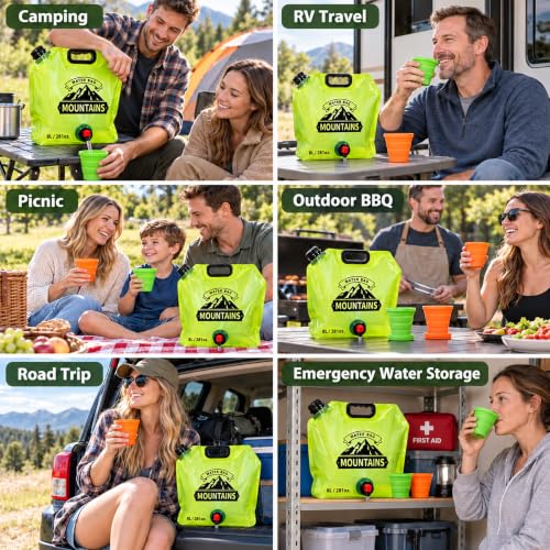 4 Pcs Collapsible Water Container Bag, 8L/2 Gallon Water - Image 8