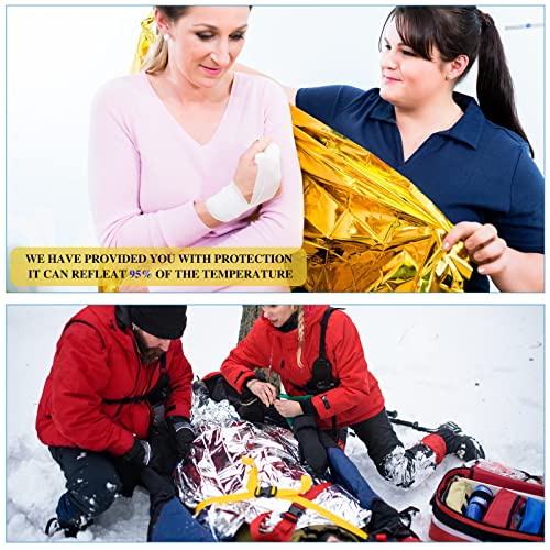 100 Pack Emergency Thermal Blankets Foil Space, Gold, Silver - Image 6