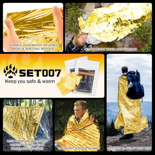 12-Pack Emergency Mylar Thermal Blankets, 82"x62" Space - Image 6