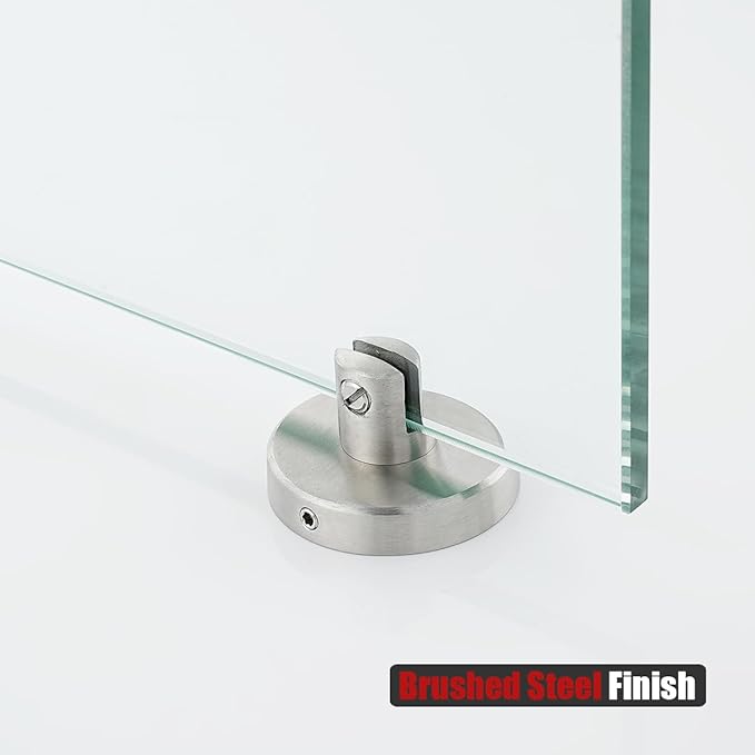 JQK Corner Glass Shelf, Brushed Steel Bathroom 304 Stainless Steel Shower Triangle Floating Wall Shelf, 10 x 10 Tempered Glass, 3 Pack, TGS190L10-BN-P3