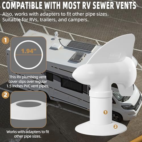TonGass (2-Pack, White RV Rotating Sewer Plumbing Vent Cover - Image 4