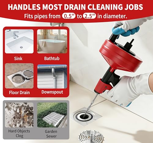 Drain Snake 50 Ft with Drill Attachment, Auto Feed 1/4 - Image 4