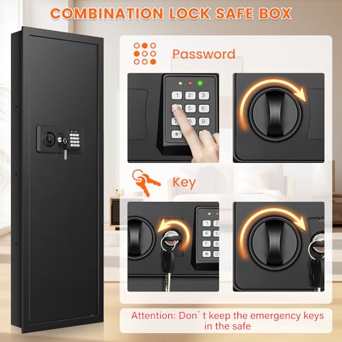 Black 43.3" Tall Fireproof Wall Safe Between Studs 16" Centers - Image 6