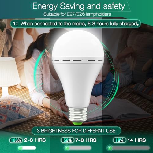 Emergency Rechargeable Light Bulb with Hook,Stay Lights Up - Image 6