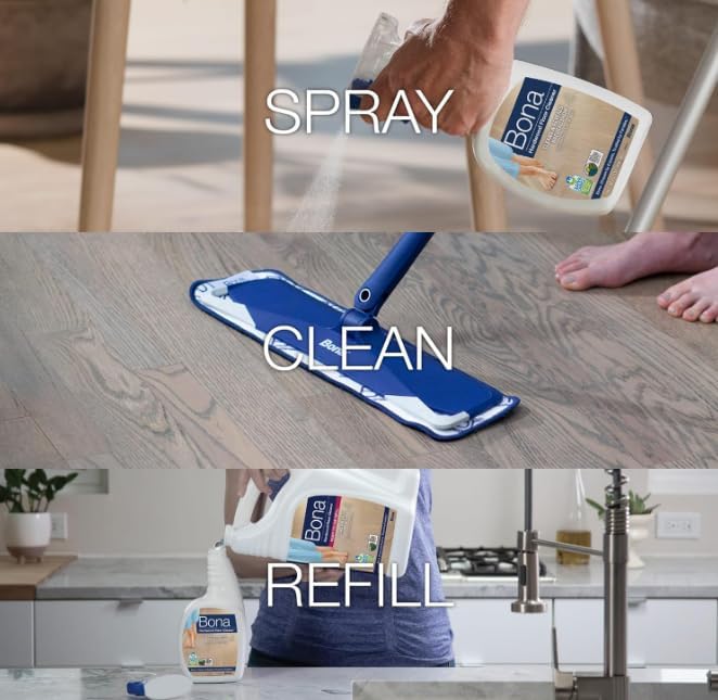 Bona Premium Microfiber Floor Mop - Includes Microfiber Cleaning Pad and Dusting Pad + Bona Hardwood Floor Cleaner Spray - 32 fl oz - Unscented
