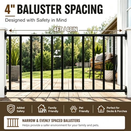 Porch and Deck Railing, 4ft x 36in H Railing with Screws - Image 8