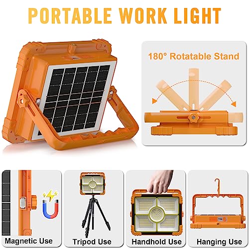 100W LED Solar Work Light, 466 LED 10000LM Magnetic | Home Repair - Image 6