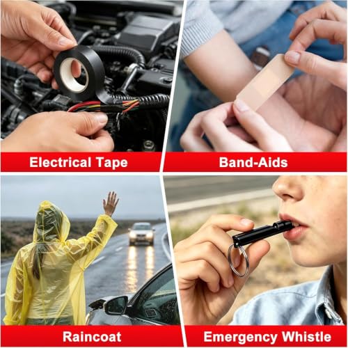 Car Roadside Emergency Kit with Jumper Cables, Shovel - Image 8