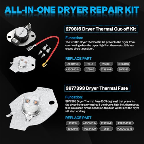 Dryer Heating Element Kit for Maytag MEDC215EW1 MEDX655DW1 - Image 4