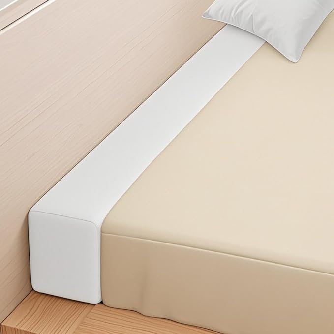 High-Density Bed Crack Filler with Removable Cover, Mattress Extender for Headboard Gap, Spacer Filler Between Mattress and Wall, Bed Wedge Gap Filler, Full Size, Rice-White, 39"x4"x8"