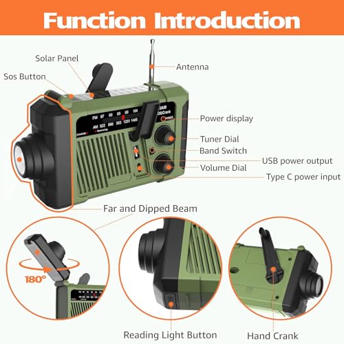 Emergency Weather Radio, NOAA Solar Hand Crank Radio - Image 7