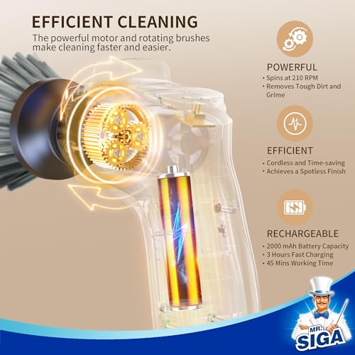 MR.SIGA Electric Spin Scrubber for Kitchen and Bathroom Cleaning - Image 5