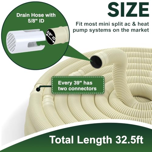 Flehomo 33Ft Universal Mini Split AC Drain Hose with End Cap, 5/8 - Image 3