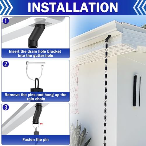 Black Metal Gutter Downspout Rain Chain Adapter - Image 4